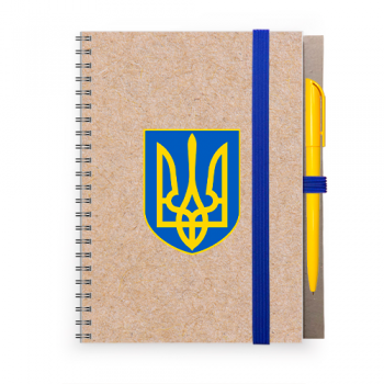 Блокнот А5 крафтовый с ручкой на резинке  "Украина"