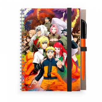 Блокнот А5 с ручкой на резинке  "Naruto"