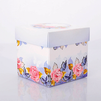 Упаковка для чашек из картона с крышкой цветы-бабочки