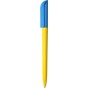 Ручка пластиковая шариковая, поворотная,желто-голубая