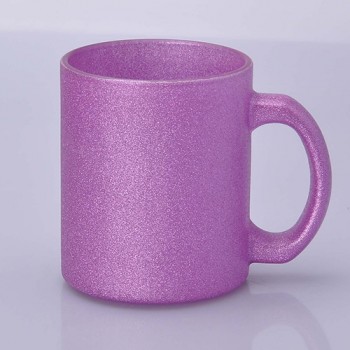 Чашка глиттер стекло розовая
